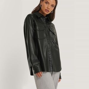 NA-KD fashion PU leather shacket